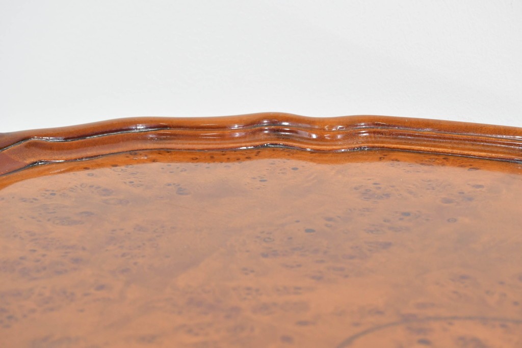 中古　美品　JANSEN(ジャンセン)　マホガニー材　縁取りの意匠が優雅なオーバルティーテーブル　定価約10万円　(R-085665)