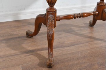 中古　美品　JANSEN(ジャンセン)　マホガニー材　縁取りの意匠が優雅なオーバルティーテーブル　定価約10万円　(R-085665)