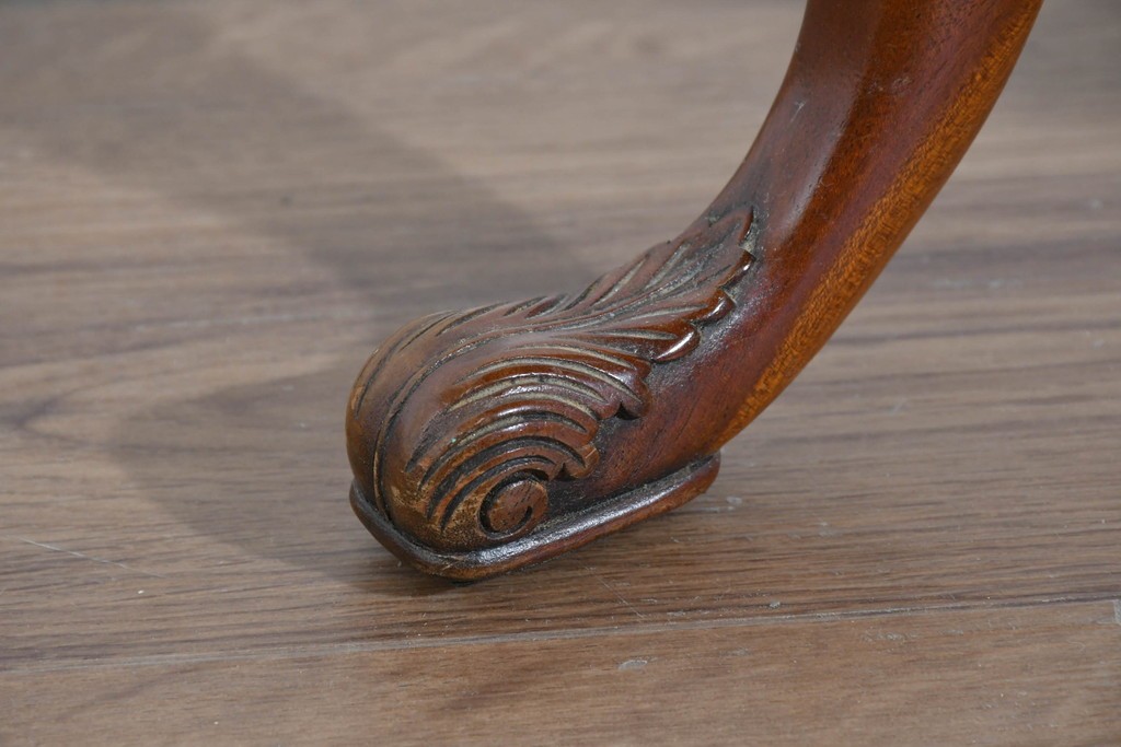 中古　美品　JANSEN(ジャンセン)　マホガニー材　縁取りの意匠が優雅なオーバルティーテーブル　定価約10万円　(R-085665)