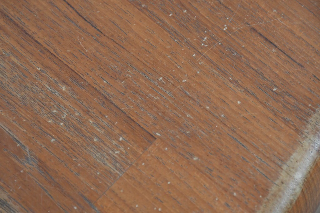 和製ヴィンテージ　青林製作所　チーク無垢材　木目の濃淡や色合いが印象的なエクステンションテーブル　(R-085668)