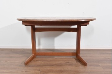 和製ヴィンテージ　青林製作所　チーク無垢材　木目の濃淡や色合いが印象的なエクステンションテーブル　(R-085668)