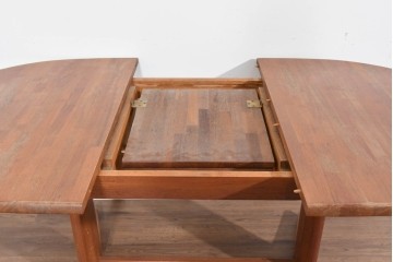 和製ヴィンテージ　青林製作所　チーク無垢材　木目の濃淡や色合いが印象的なエクステンションテーブル　(R-085668)