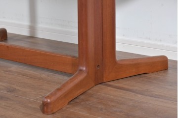 和製ヴィンテージ　青林製作所　チーク無垢材　木目の濃淡や色合いが印象的なエクステンションテーブル　(R-085668)