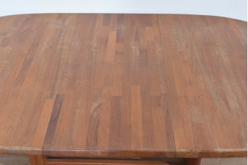 和製ヴィンテージ　青林製作所　チーク無垢材　木目の濃淡や色合いが印象的なエクステンションテーブル　(R-085668)