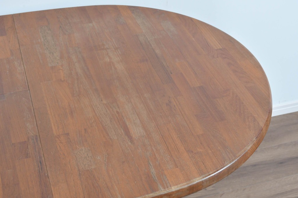 和製ヴィンテージ　青林製作所　チーク無垢材　木目の濃淡や色合いが印象的なエクステンションテーブル　(R-085668)