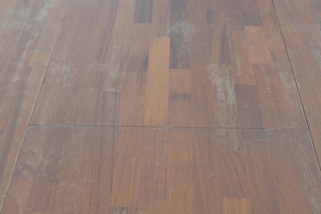 和製ヴィンテージ　青林製作所　チーク無垢材　木目の濃淡や色合いが印象的なエクステンションテーブル　(R-085668)