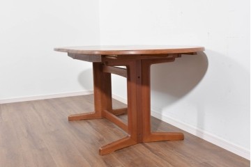 和製ヴィンテージ　青林製作所　チーク無垢材　木目の濃淡や色合いが印象的なエクステンションテーブル　(R-085668)