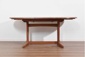 和製ヴィンテージ　青林製作所　チーク無垢材　木目の濃淡や色合いが印象的なエクステンションテーブル　(R-085668)