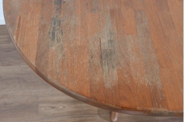 和製ヴィンテージ　青林製作所　チーク無垢材　木目の濃淡や色合いが印象的なエクステンションテーブル　(R-085668)