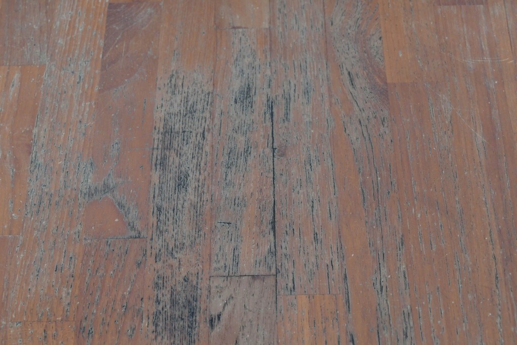 和製ヴィンテージ　青林製作所　チーク無垢材　木目の濃淡や色合いが印象的なエクステンションテーブル　(R-085668)