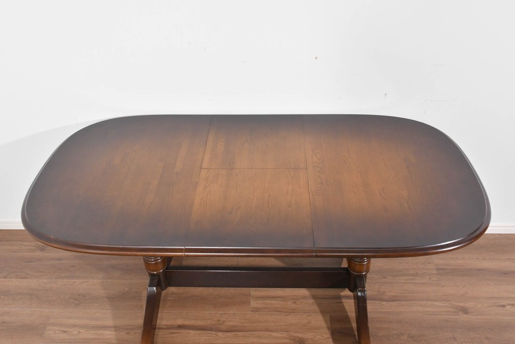 中古　飛騨産業　キツツキマーク　穂高シリーズ　ナラ材　木目の美しさと落ち着いた風合いが楽しめるエクステンションテーブル　(R-085669)