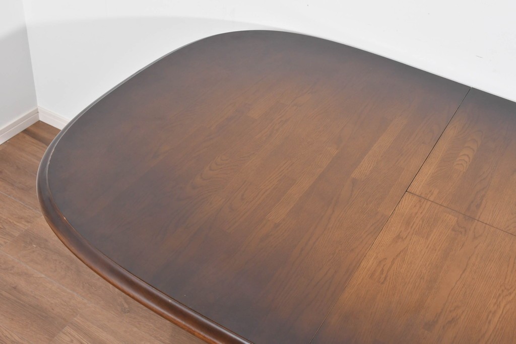 中古　飛騨産業　キツツキマーク　穂高シリーズ　ナラ材　木目の美しさと落ち着いた風合いが楽しめるエクステンションテーブル　(R-085669)