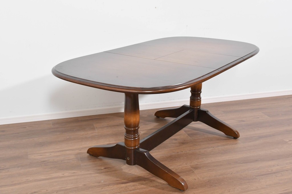 中古　飛騨産業　キツツキマーク　穂高シリーズ　ナラ材　木目の美しさと落ち着いた風合いが楽しめるエクステンションテーブル　(R-085669)