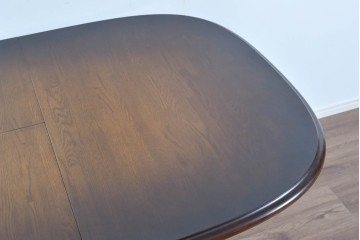 中古　飛騨産業　キツツキマーク　穂高シリーズ　ナラ材　木目の美しさと落ち着いた風合いが楽しめるエクステンションテーブル　(R-085669)