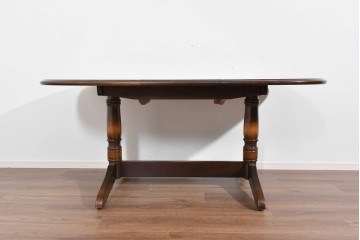 中古　飛騨産業　キツツキマーク　穂高シリーズ　ナラ材　木目の美しさと落ち着いた風合いが楽しめるエクステンションテーブル　(R-085669)