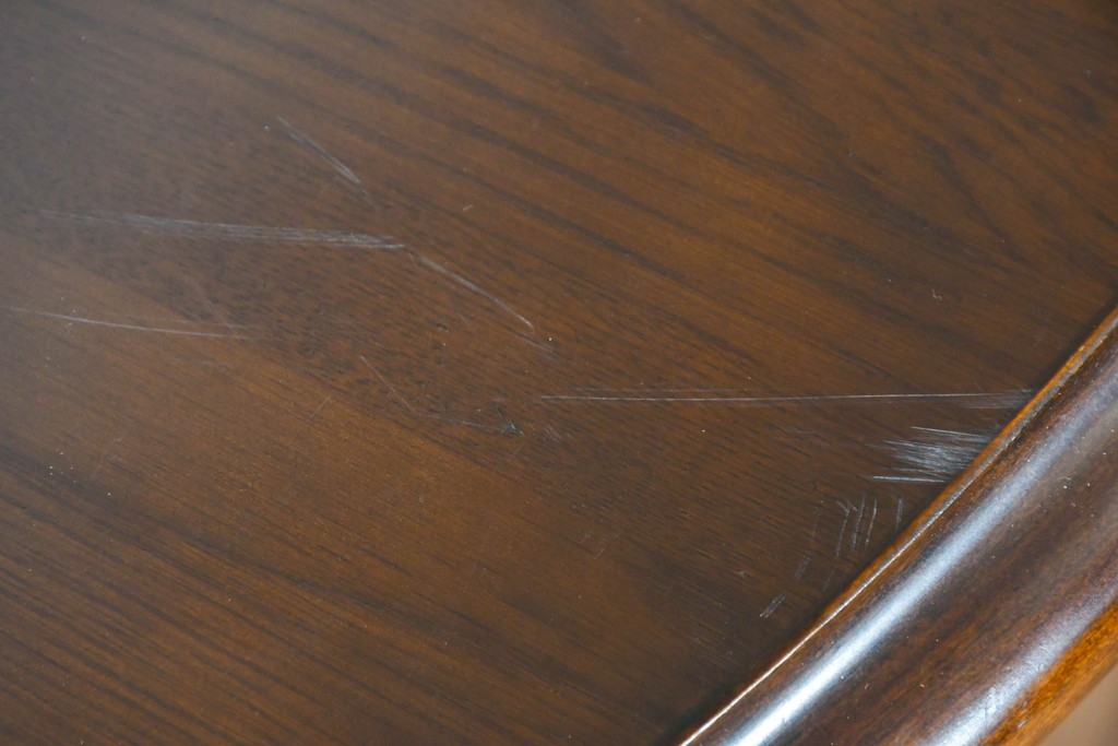 中古　飛騨産業　キツツキマーク　穂高シリーズ　ナラ材　木目の美しさと落ち着いた風合いが楽しめるエクステンションテーブル　(R-085669)