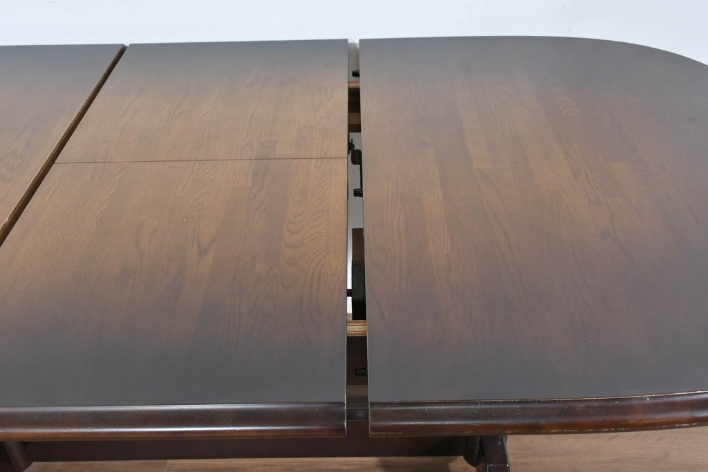 中古　飛騨産業　キツツキマーク　穂高シリーズ　ナラ材　木目の美しさと落ち着いた風合いが楽しめるエクステンションテーブル　(R-085669)