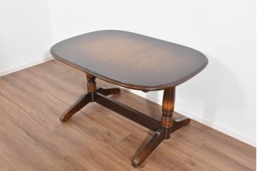 中古　飛騨産業　キツツキマーク　穂高シリーズ　ナラ材　木目の美しさと落ち着いた風合いが楽しめるエクステンションテーブル　(R-085669)