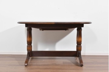 中古　飛騨産業　キツツキマーク　穂高シリーズ　ナラ材　木目の美しさと落ち着いた風合いが楽しめるエクステンションテーブル　(R-085669)