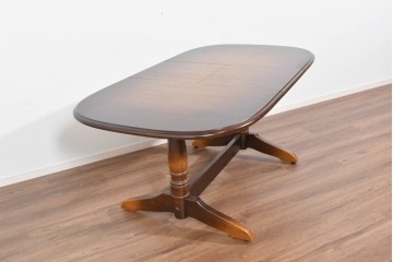 中古　飛騨産業　キツツキマーク　穂高シリーズ　ナラ材　木目の美しさと落ち着いた風合いが楽しめるエクステンションテーブル　(R-085670)