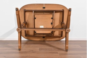 中古　飛騨産業　キツツキマーク　穂高シリーズ　ナラ材　木目の美しさと落ち着いた風合いが楽しめるエクステンションテーブル　(R-085670)