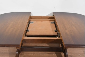 中古　飛騨産業　キツツキマーク　穂高シリーズ　ナラ材　木目の美しさと落ち着いた風合いが楽しめるエクステンションテーブル　(R-085670)