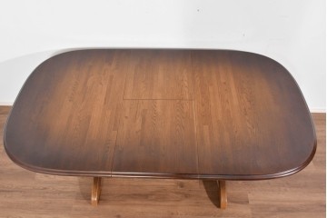 中古　飛騨産業　キツツキマーク　穂高シリーズ　ナラ材　木目の美しさと落ち着いた風合いが楽しめるエクステンションテーブル　(R-085670)