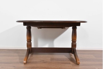 中古　飛騨産業　キツツキマーク　穂高シリーズ　ナラ材　木目の美しさと落ち着いた風合いが楽しめるエクステンションテーブル　(R-085670)