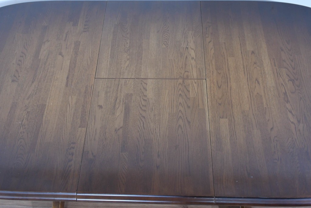 中古　飛騨産業　キツツキマーク　穂高シリーズ　ナラ材　木目の美しさと落ち着いた風合いが楽しめるエクステンションテーブル　(R-085670)