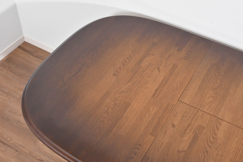 中古　飛騨産業　キツツキマーク　穂高シリーズ　ナラ材　木目の美しさと落ち着いた風合いが楽しめるエクステンションテーブル　(R-085670)