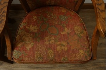 中古　三越家具(現カントリーハウス)　Brugge(ブルージュ)　クラシカルな草花文様のアームチェア2脚セット　(R-085671)