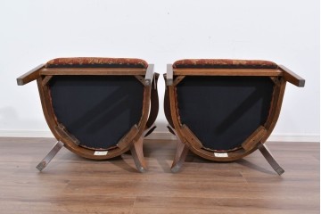 中古　三越家具(現カントリーハウス)　Brugge(ブルージュ)　クラシカルな草花文様のアームチェア2脚セット　(R-085671)