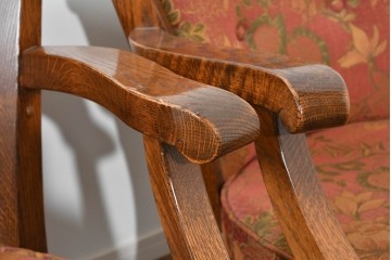 中古　三越家具(現カントリーハウス)　Brugge(ブルージュ)　クラシカルな草花文様のアームチェア2脚セット　(R-085671)