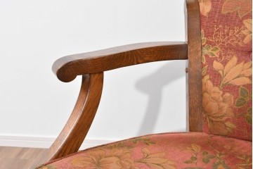 中古　三越家具(現カントリーハウス)　Brugge(ブルージュ)　クラシカルな草花文様のアームチェア2脚セット　(R-085671)