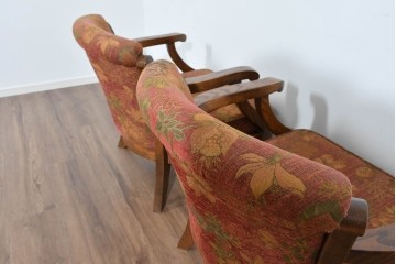 中古　三越家具(現カントリーハウス)　Brugge(ブルージュ)　クラシカルな草花文様のアームチェア2脚セット　(R-085671)