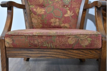 中古　三越家具(現カントリーハウス)　Brugge(ブルージュ)　クラシカルな草花文様のアームチェア2脚セット　(R-085671)