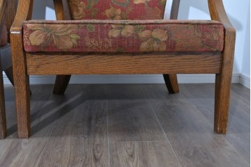 中古　三越家具(現カントリーハウス)　Brugge(ブルージュ)　クラシカルな草花文様のアームチェア2脚セット　(R-085671)