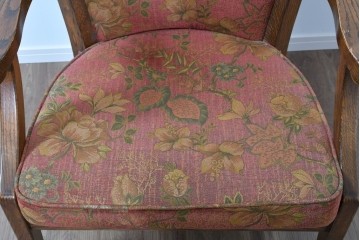 中古　三越家具(現カントリーハウス)　Brugge(ブルージュ)　クラシカルな草花文様のアームチェア2脚セット　(R-085671)