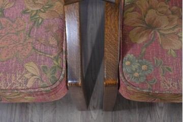 中古　三越家具(現カントリーハウス)　Brugge(ブルージュ)　クラシカルな草花文様のアームチェア2脚セット　(R-085671)