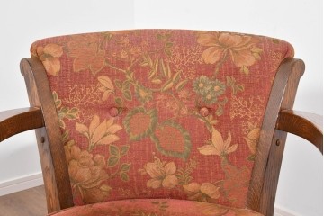 中古　三越家具(現カントリーハウス)　Brugge(ブルージュ)　クラシカルな草花文様のアームチェア2脚セット　(R-085671)