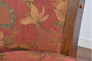 中古　三越家具(現カントリーハウス)　Brugge(ブルージュ)　クラシカルな草花文様のアームチェア2脚セット　(R-085671)