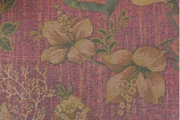 中古　三越家具(現カントリーハウス)　Brugge(ブルージュ)　クラシカルな草花文様のアームチェア2脚セット　(R-085671)