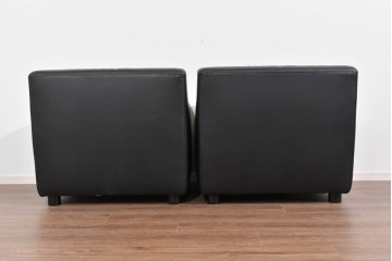 中古　コクヨ(KOKUYO)　ルクサリオ　本革+フェイクレザー　モダンデザインの1人掛けアームソファ2脚セット　定価(2脚合計)約35万円以上　(R-085672)