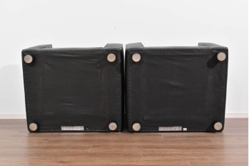 中古　コクヨ(KOKUYO)　ルクサリオ　本革+フェイクレザー　モダンデザインの1人掛けアームソファ2脚セット　定価(2脚合計)約35万円以上　(R-085673)