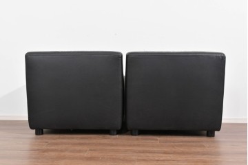 中古　コクヨ(KOKUYO)　ルクサリオ　本革+フェイクレザー　モダンデザインの1人掛けアームソファ2脚セット　定価(2脚合計)約35万円以上　(R-085674)