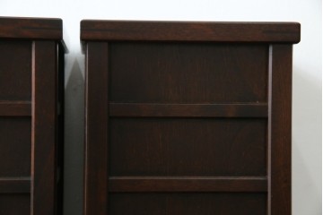 中古　希少な廃番品　北海道民芸家具　落ち着いた木肌と格子意匠が味わい深いゴミ箱2個セット　(R-085675)