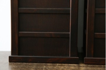 中古　希少な廃番品　北海道民芸家具　落ち着いた木肌と格子意匠が味わい深いゴミ箱2個セット　(R-085675)