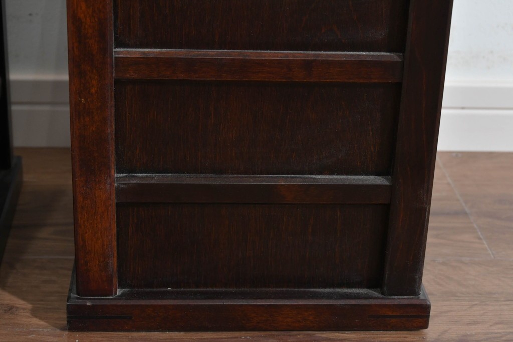 中古　希少な廃番品　北海道民芸家具　落ち着いた木肌と格子意匠が味わい深いゴミ箱2個セット　(R-085675)