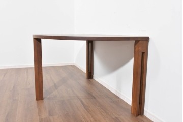 中古　美品　シラカワ(Shirakawa)　ブラックウォールナット材　穏やかな木目の半円形プラッツテーブル　定価約25万円　(R-085676)