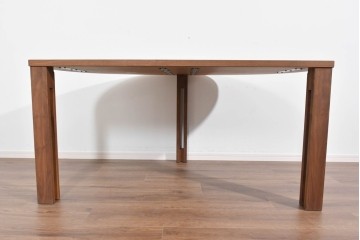 中古　美品　シラカワ(Shirakawa)　ブラックウォールナット材　穏やかな木目の半円形プラッツテーブル　定価約25万円　(R-085676)